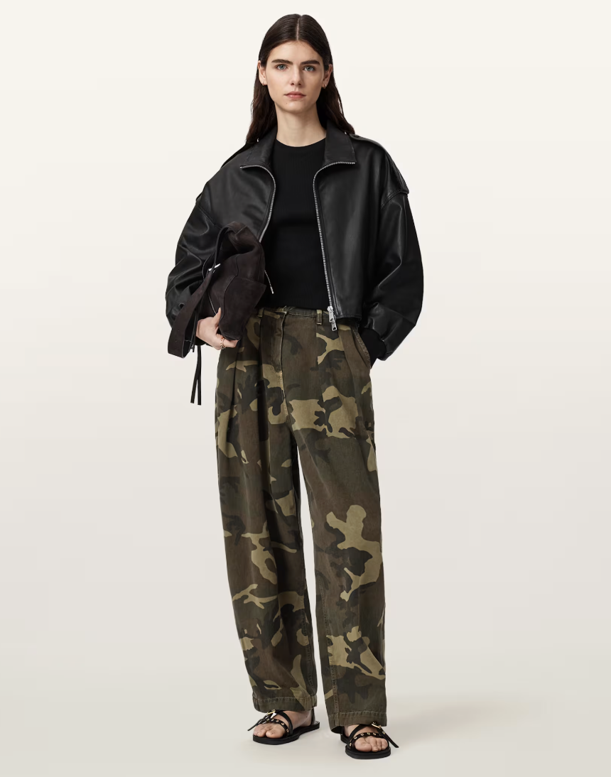 AllSaints, Becca Camo Denim Barrel Leg Trouser