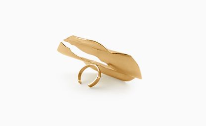 Textured ring in 22-ct gold plated sterling silver