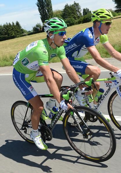 Peter Sagan (Liquigas - Cannondale) rides with a teammate
