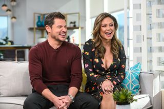 Nick Lachey and Vanessa Lachey discuss their show 'Love is Blind' on the set of E! Daily Pop