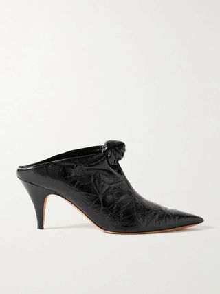 Rowan Knotted Crinkled-Leather Mules