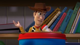 Woody addresses Andy's toys at the beginning of Toy Story.