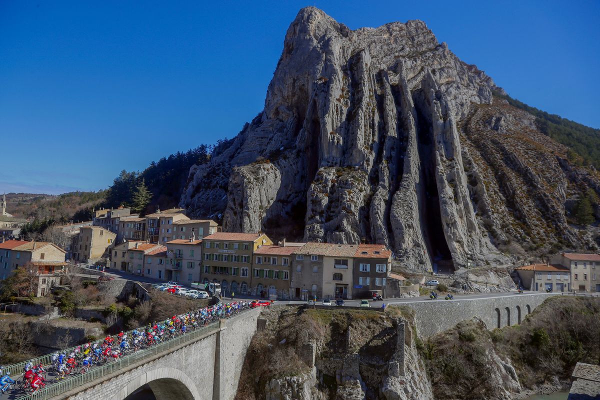 The race left Sisteron and took in some dramatic scenery