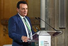 AstraZeneca CEO Pascal Soriot speaks during the the Climate Innovation Forum at the Guildhall on June 28, 2023 in London, England