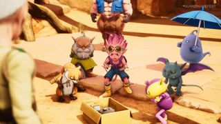 Sand Land screenshot shows characters designed by Dragon Ball's Akira Toriyama in a desert land