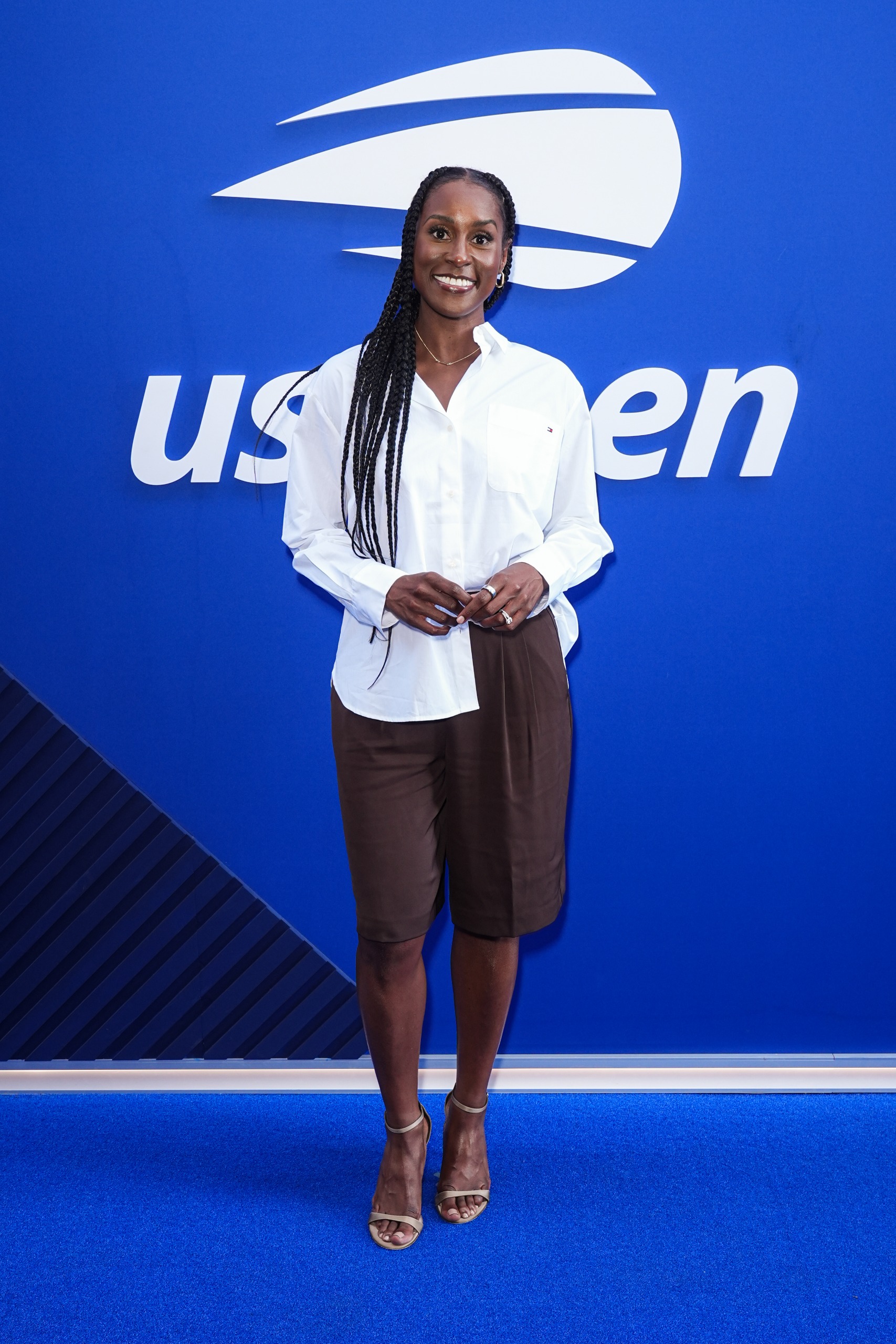 Issa Rae wore chocolate brown Bermuda shorts at the 2026 US Open