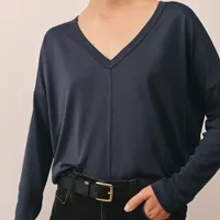 Jersey Lyocell Batwing V-Neck Top Jersey Lyocell Batwing V-Neck Top