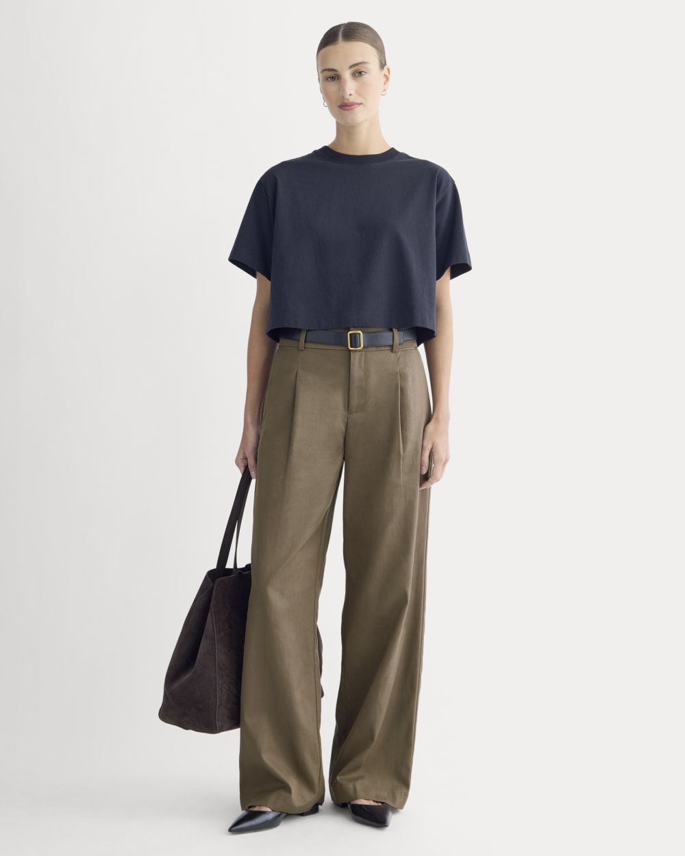Wide-Leg Trouser in Buttersmooth | Deep Taupe | 30" Inseam - 00