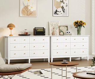 Homfa 6 Drawer Double White Dresser