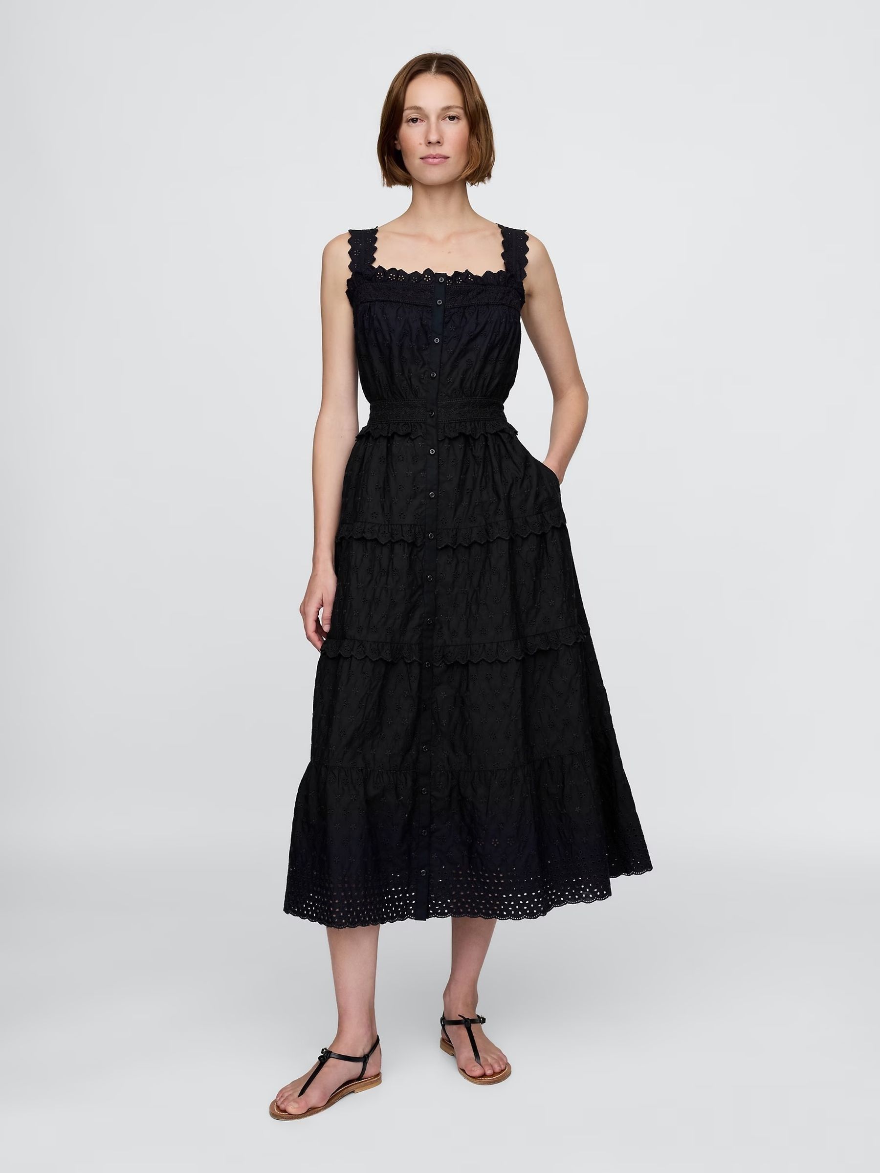 Black DÔen Eyelet Maxi Dress