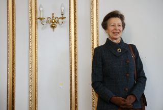 Princess Anne, Princess Royal watches presentations during her visit to knife crime community group 'Off The Streets' on February 16, 2024 in Wellingborough, England.