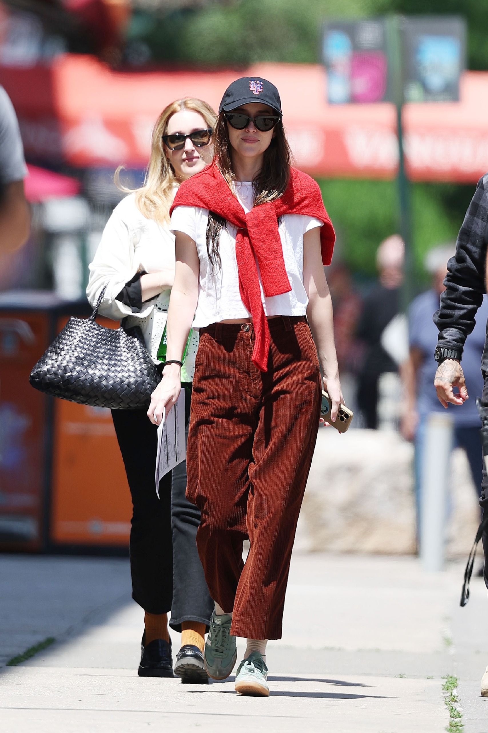 Dakota Johnson wore corduroy pants in June 2024