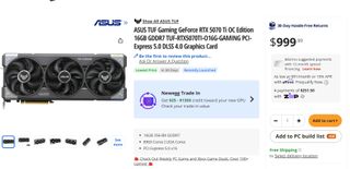 Newegg listing for a graphics card.