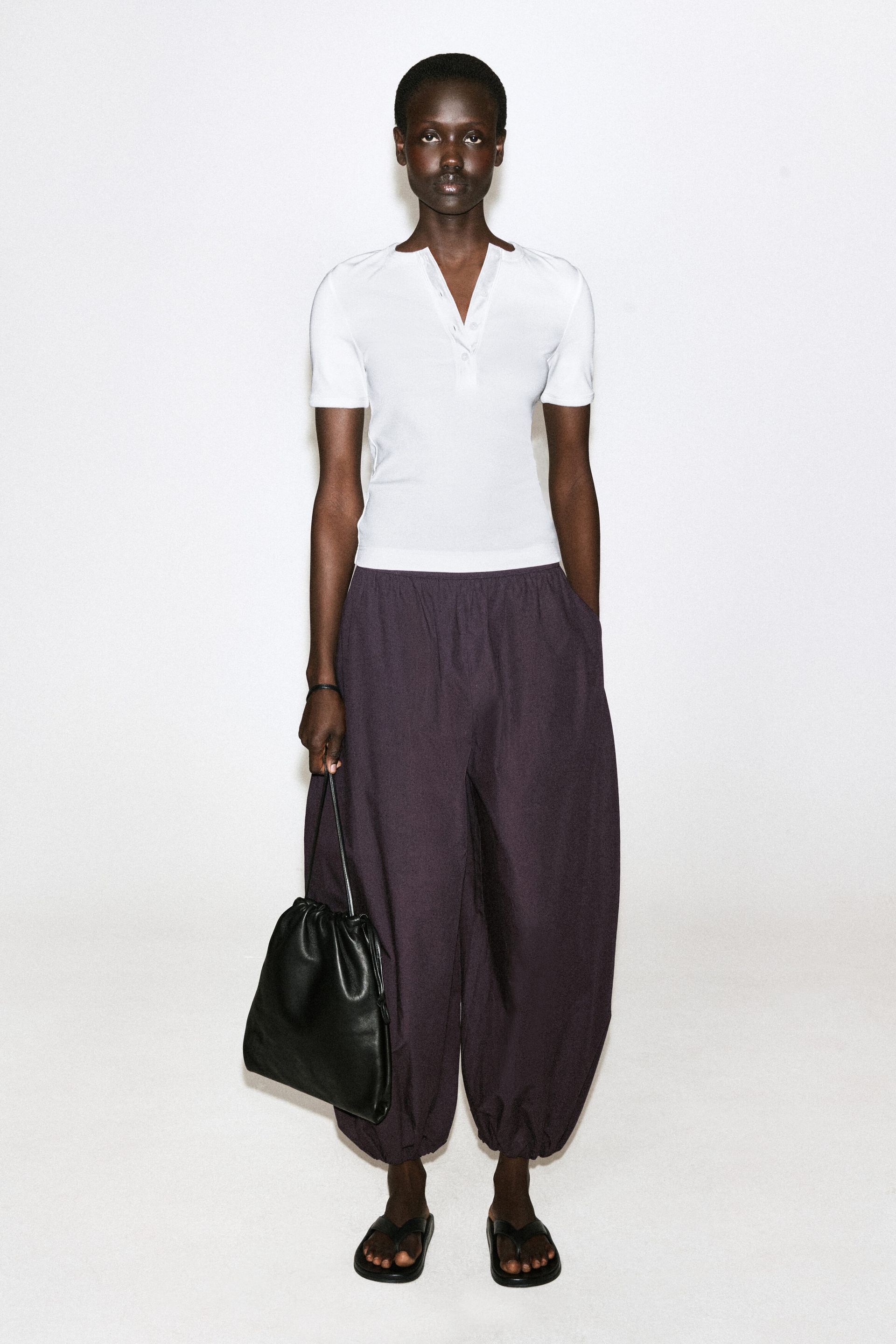 Fluid Cotton Balloon Trousers