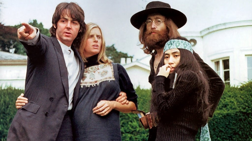 Paul and Linda McCarney with John Lennon and Yoko Ono