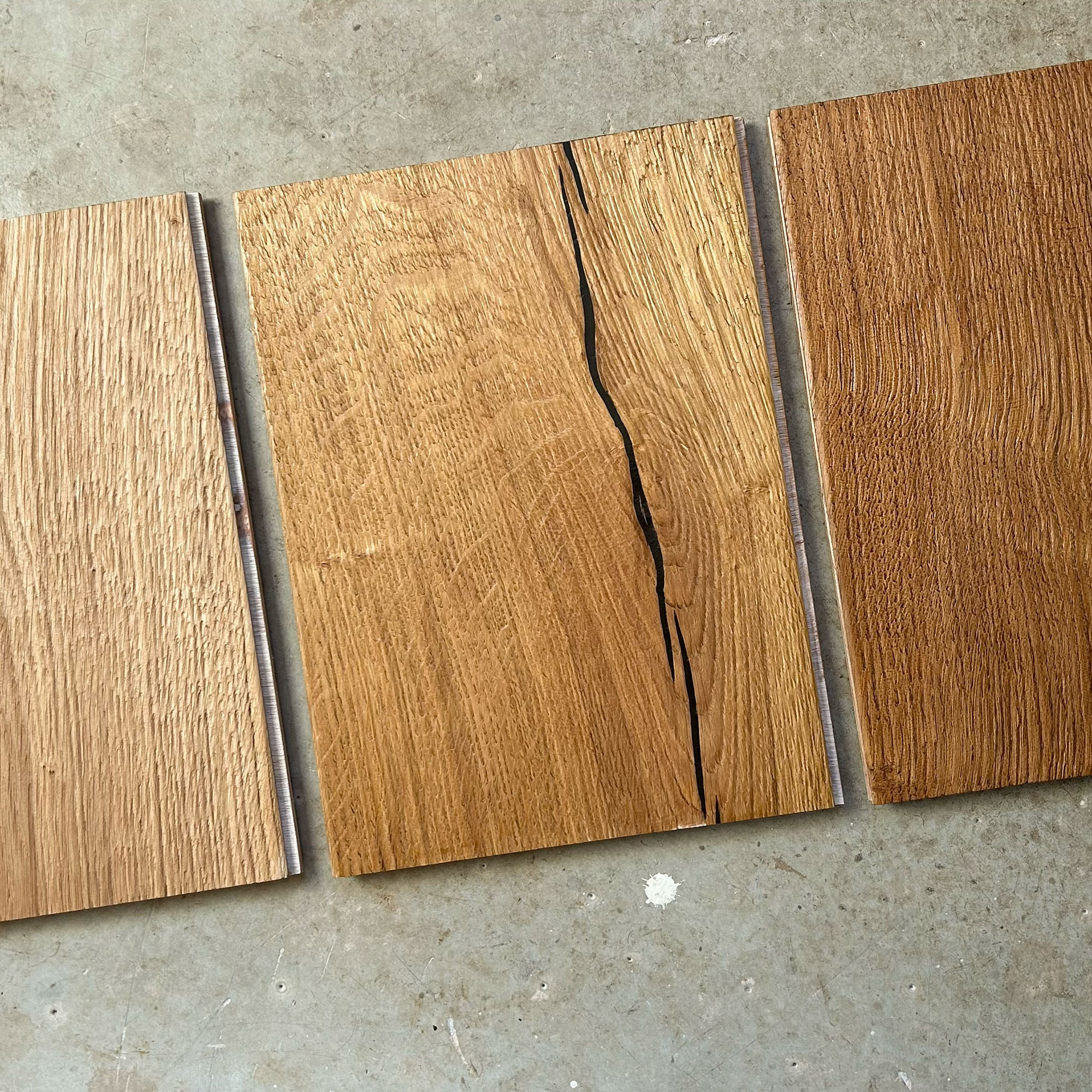 Three samples of wood