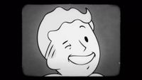 Vault Boy winks in black and white