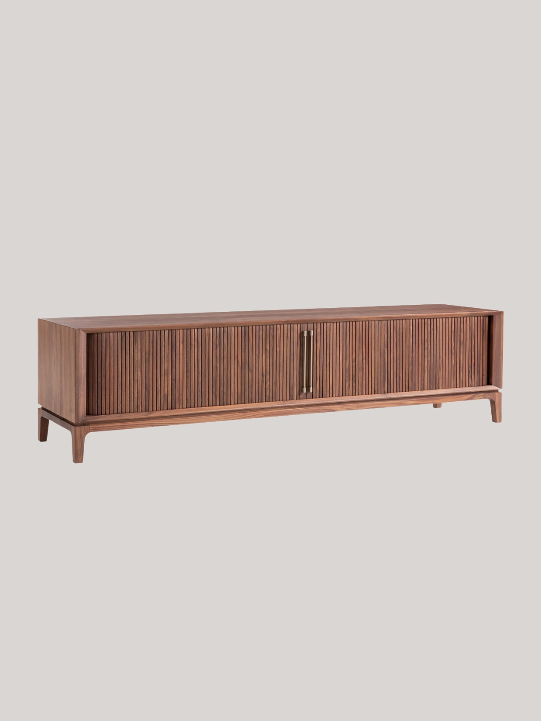 AM.PM, Liamca Tv Stand in Walnut Veneer and Leather