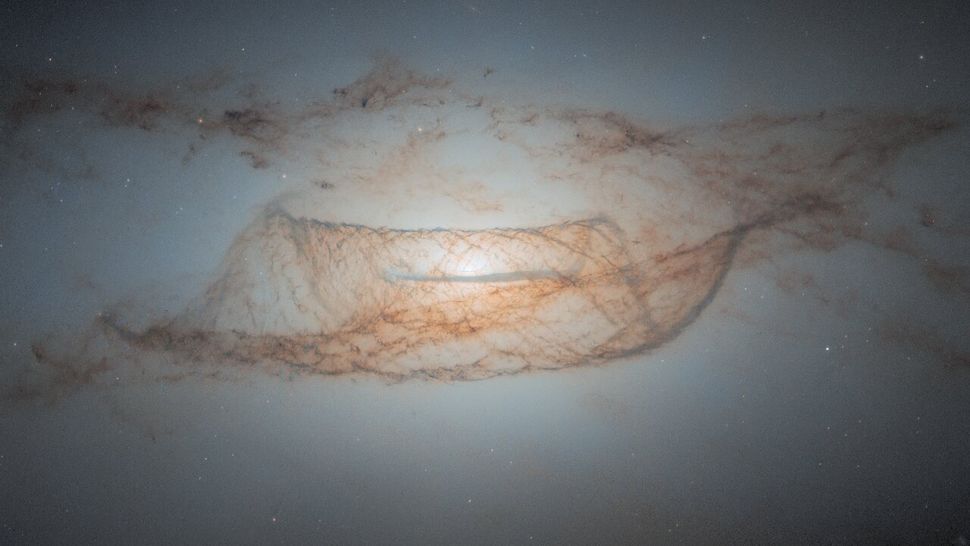 Dusty galaxy looks like a cosmic net in gorgeous new Hubble Telescope ...