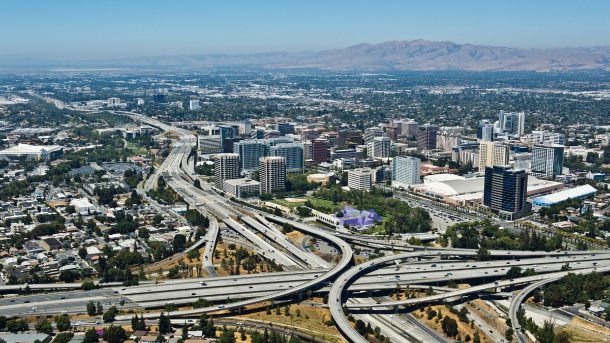 Aerial view of Silicon Valley in daylight