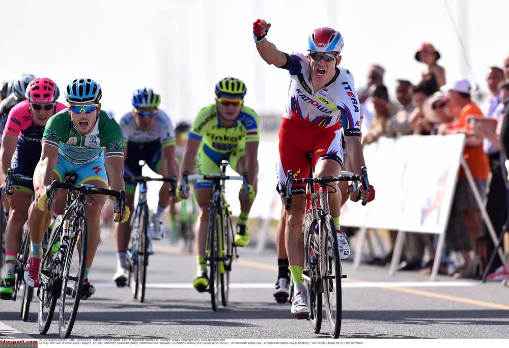 Alexander Kristoff (Katusha) won stage three of the Tour of Oman
