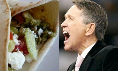 Rep. Dennis Kucinich (D-Ohio) is charging that the olive pit inside the sandwich caused him dental distress. 