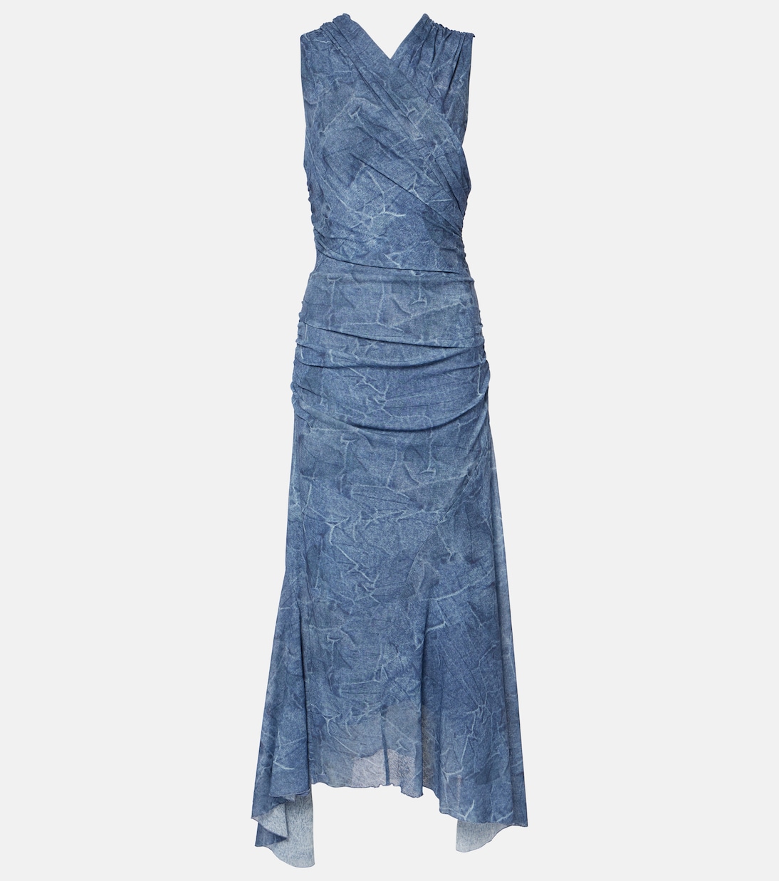 Printed wrinkled mesh skirt