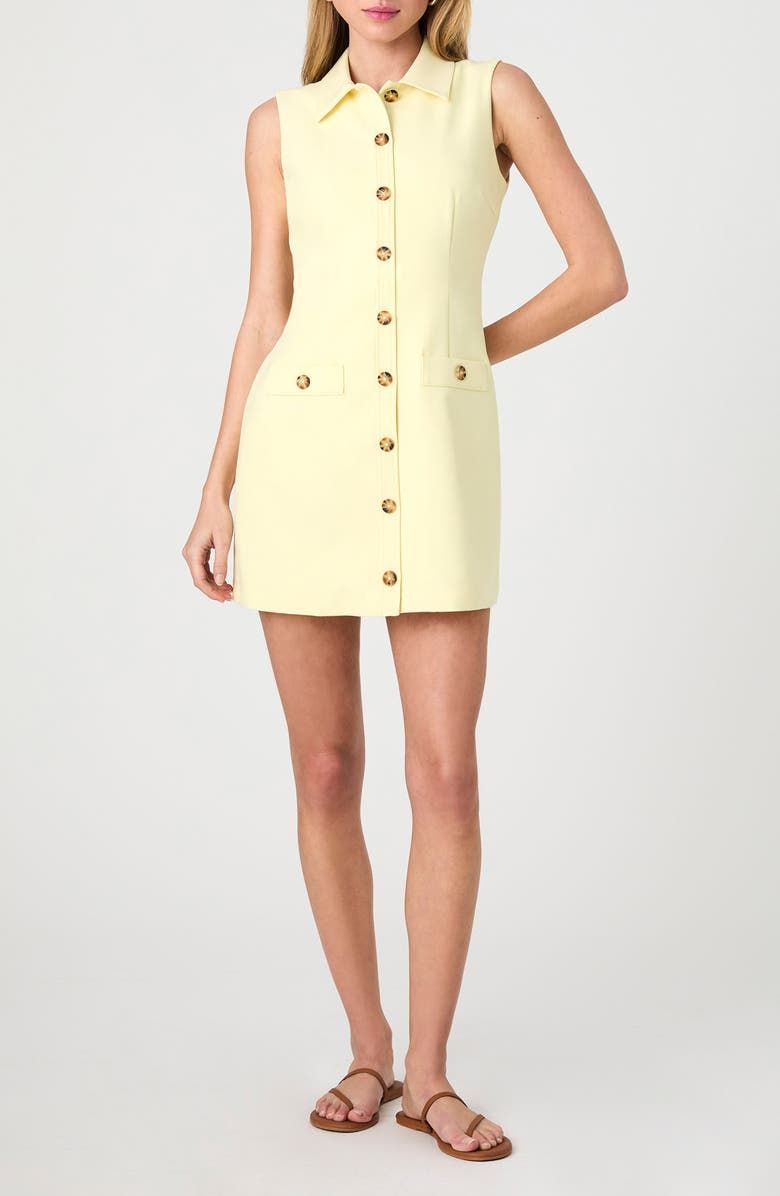 Azra Sleeveless Twill Mini Shirtdress