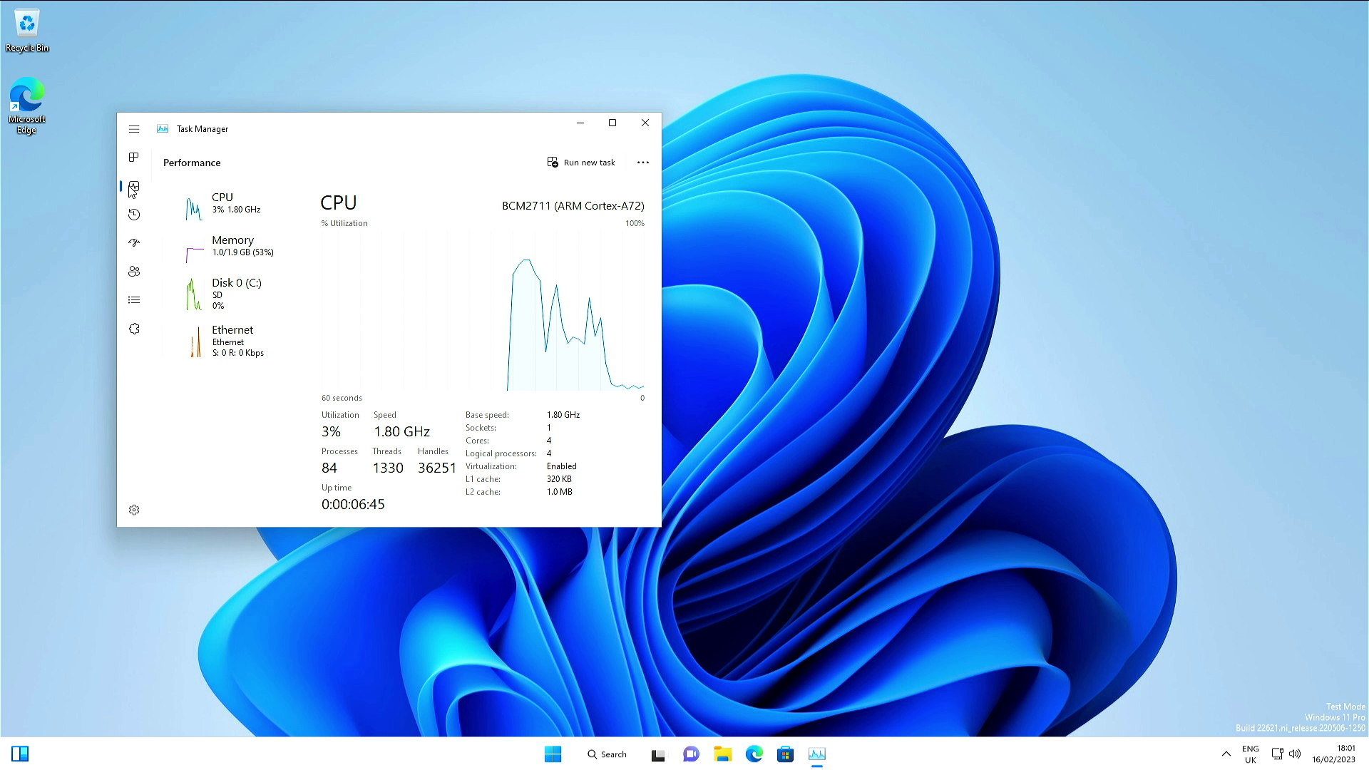 Windows 11 en Raspberry Pi 4 con overclocking a 1,8 GHz