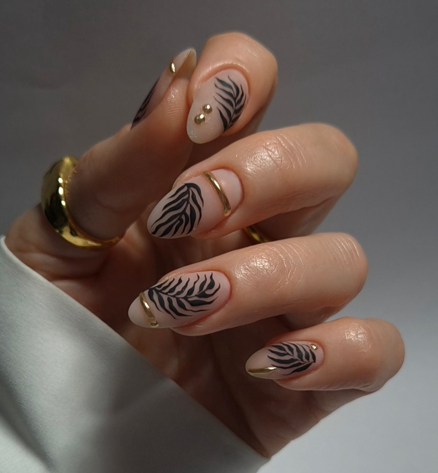 Black nail polish manicure design.