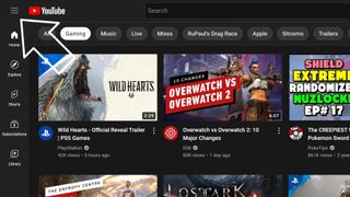 Expanding the navigation panel on YouTube