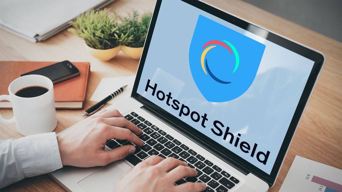 Hotspot Shield logo on laptop screen