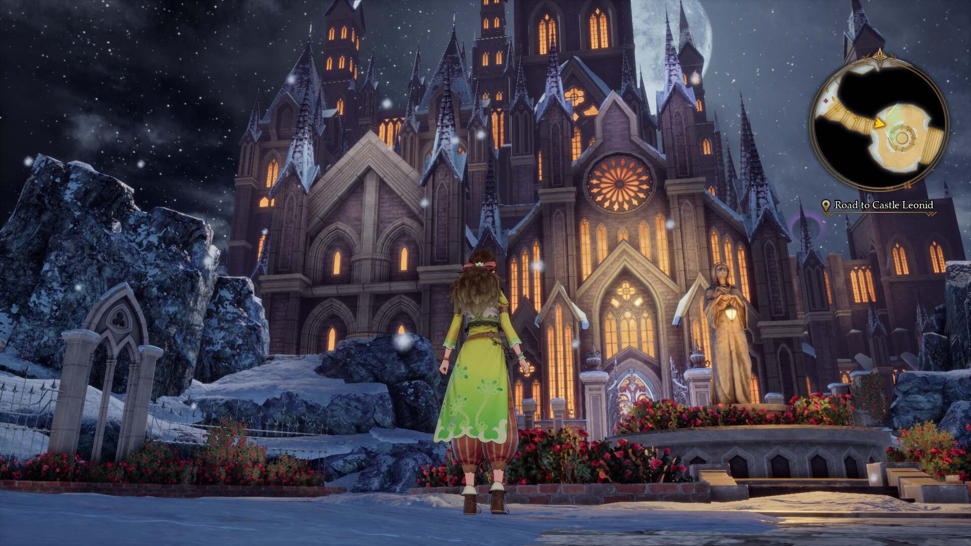 A woman stands before a grand cathedral in the remake of Romancing Saga 3