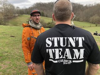 Tim Dodd takes a break during the filming of an episode for the new Facebook Watch series "Space Out! with the Everyday Astronaut," which premieres on May 4, 2018.