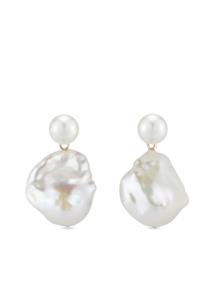 14kt yellow gold Duality pearl drop earrings
