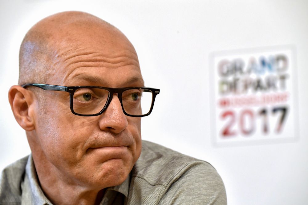 Dave Brailsford takes part in a press conference of the Great Britain's Sky cycling team at the Congress center in Dusseldorf, Germany