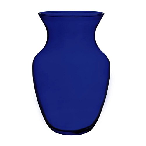 Floral Supply Online - 8" Rose Vase and Flower Guide Booklet - Decorative Glass Flower Vase for Floral Arrangements, Weddings, Home Decor or Office. (cobalt)