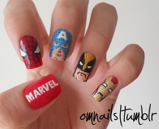 Marvel-inspired nail art by 15-year-old Lolla, owner of Tumblr blog Oh My Nails