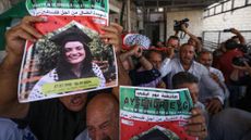 Mourners carry the body of U.S.-Turkish protester Aysenur Eygi in the West Bank