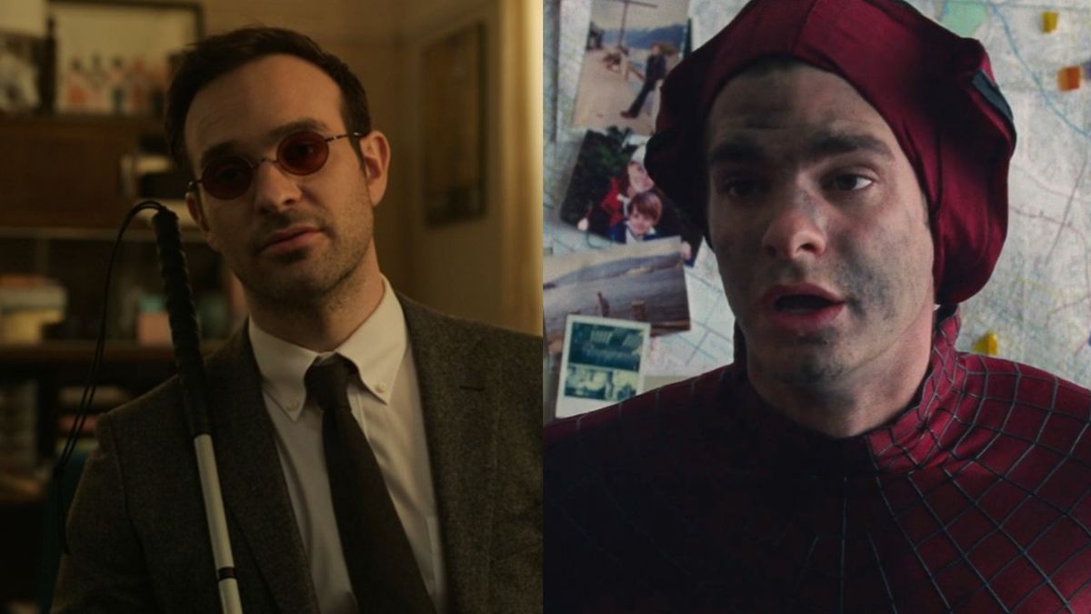 Side-by-side of Charlie Cox&#039;s Matt Murdock and Andrew Garfield&#039;s Spider-Man