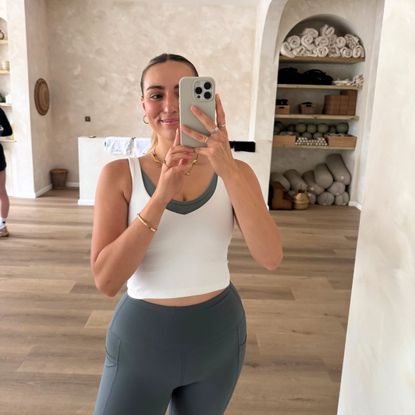 Pilates strength training hybrid: Health writer Georgia Brown at a Pilates studio and strength training