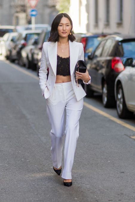 White top under clearance blazer