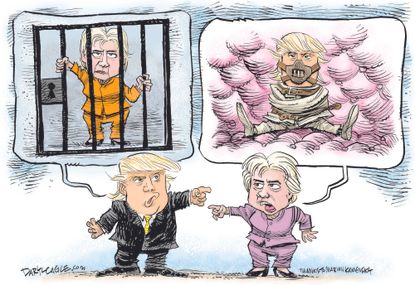 Political Cartoon U.S. Trump Hillary Insults