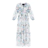 Rose Fairytale Chiffon V-neck Day Ankle Gown, £425 | Needle &amp; Thread
