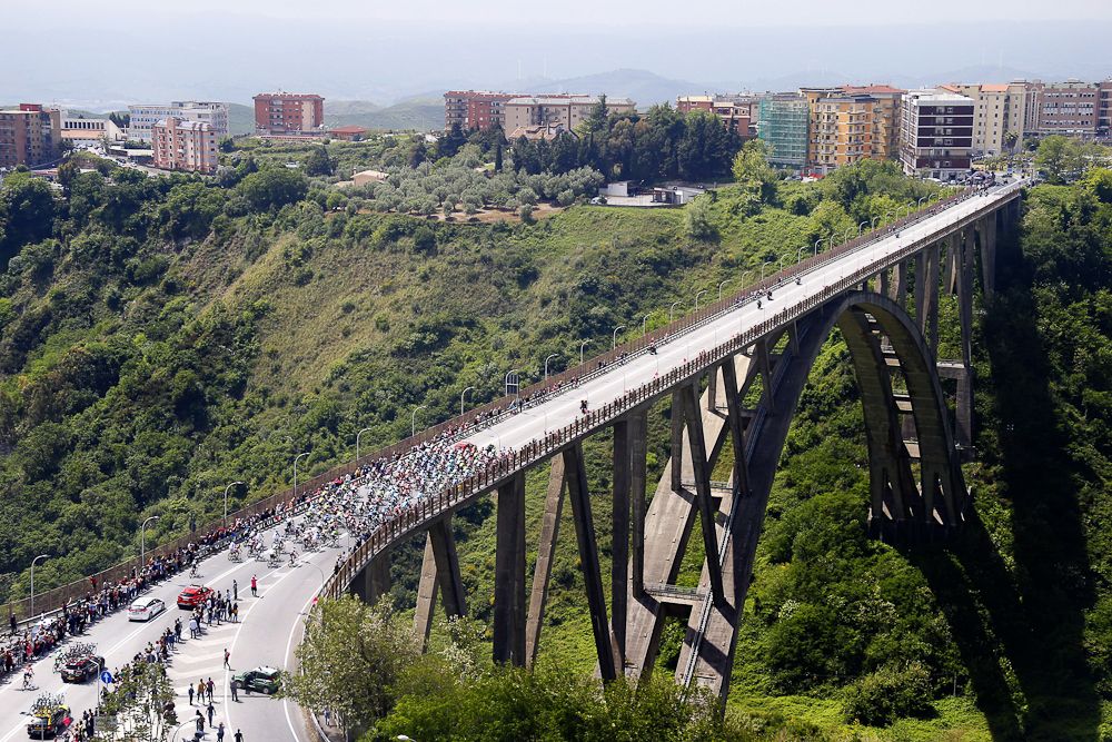 The peloton in action during stage 4 of the Giro