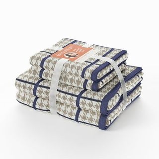 Beautiful Plaid 4pk Towel Set, Contains 2 Bath, 2 Hand - Smokey Blue by Drew Barrymore