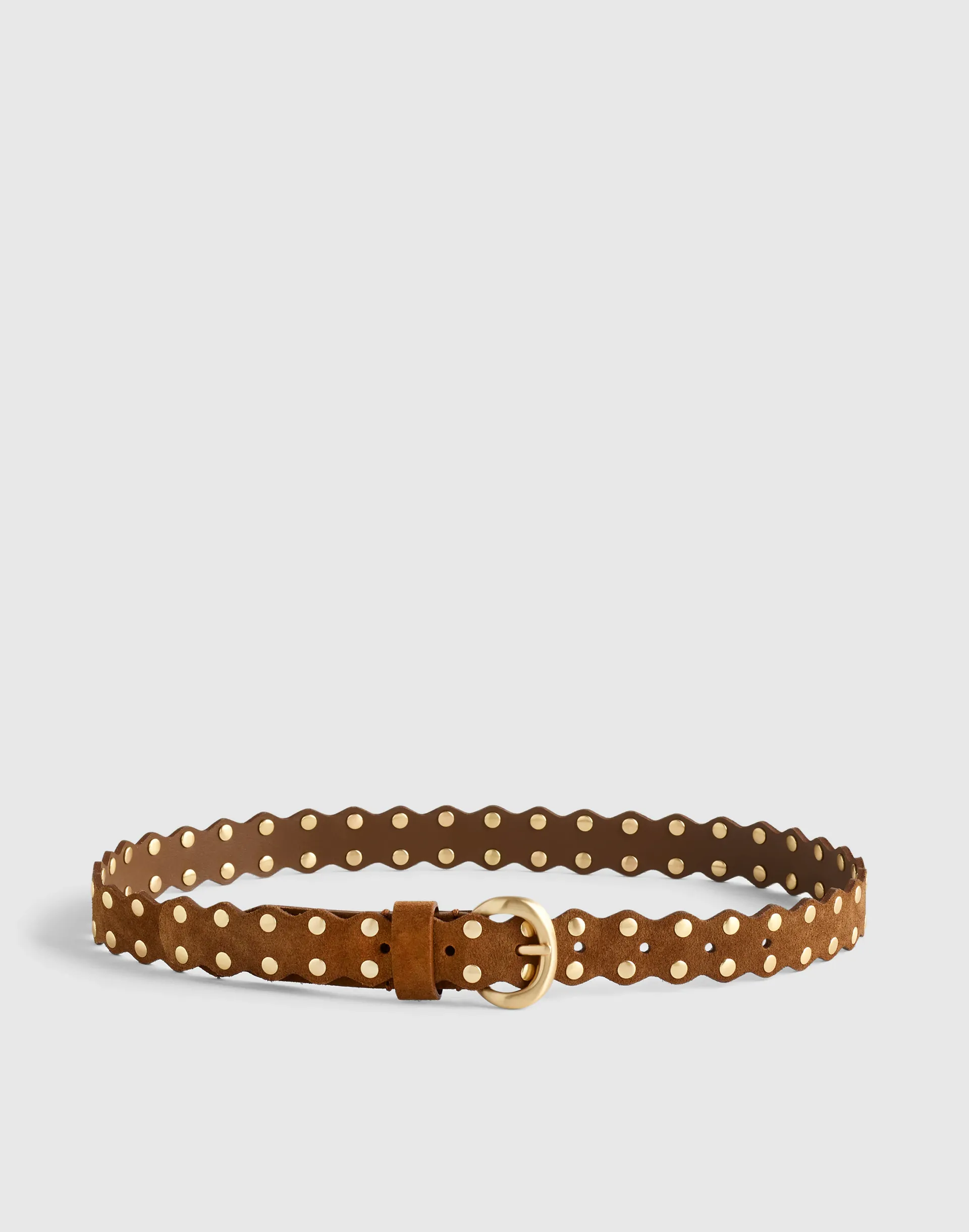 Studded Scalloped Belt in Suede