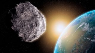 An artist's impression of a near-Earth asteroid.