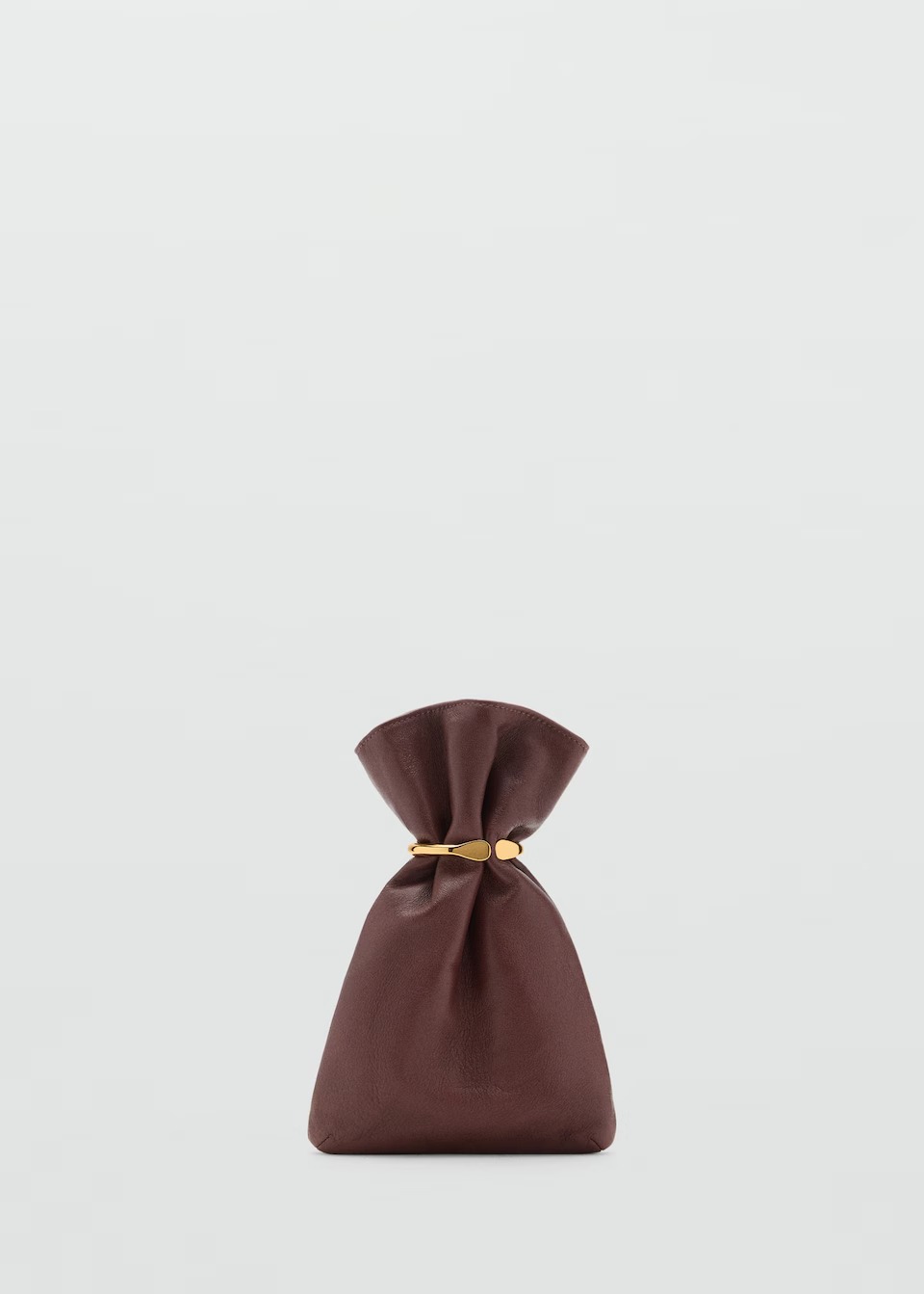 MANGO, Leather Sack-Style Bag With Metallic Detail