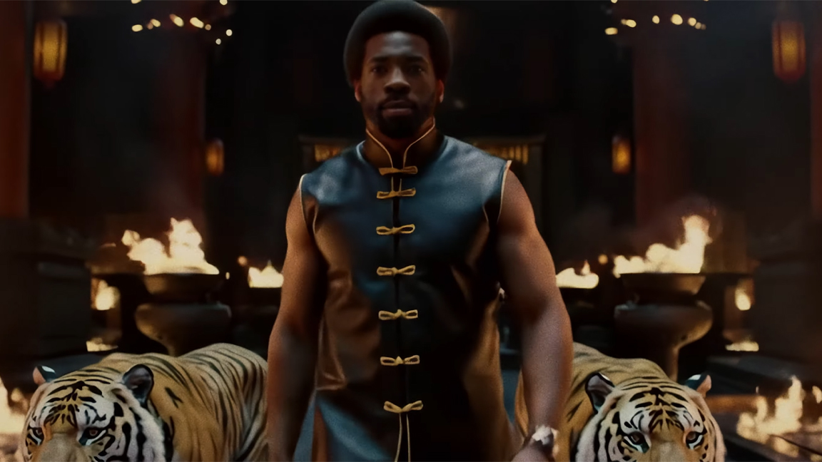 AI filmmaking; a martial artist walks with tigers